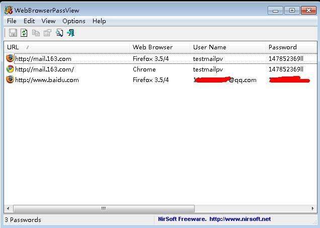 密码查看,浏览器密码查看,WebBrowserPassView.