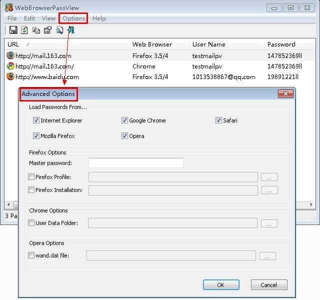 密码查看,浏览器密码查看,WebBrowserPassView.